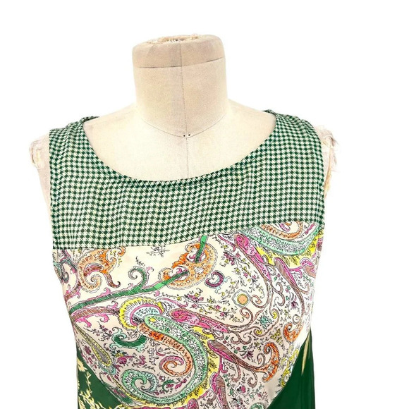 Anthropologie Tiny Trouvaille Slip Dress Midi Scarf Paisley Print‎ Green Size XS - Picture 3 of 10